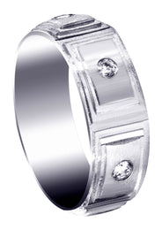 Diamond Mens Wedding Band | 0.36 Carats | Wire Matt Finish (Rafael)