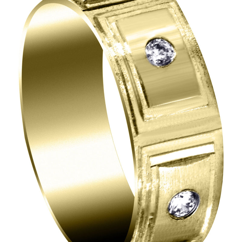 Yellow Gold Diamond Mens Wedding Band | 0.36 Carats | Wire Matt Finish (Rafael)