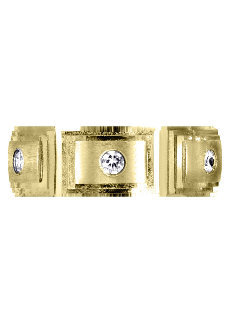 Yellow Gold Diamond Mens Wedding Band | 0.36 Carats | Wire Matt Finish (Rafael)