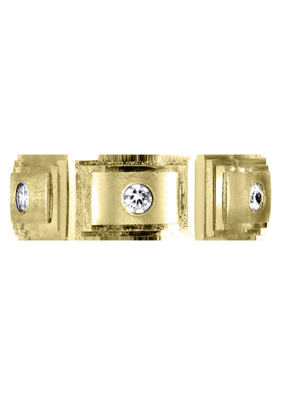 Yellow Gold Diamond Mens Wedding Band | 0.36 Carats | Wire Matt Finish (Rafael)