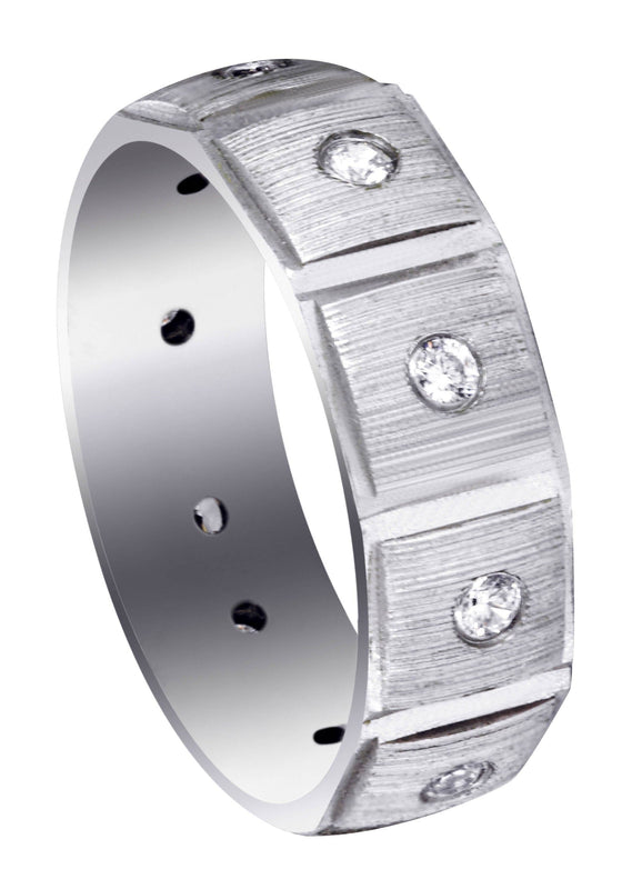 Diamond Mens Wedding Band | 0.5 Carats | Diamond Cut Finish (Ronan)