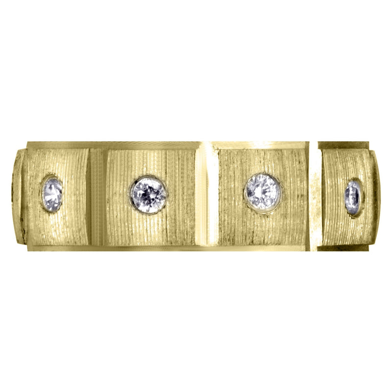 Yellow Gold Diamond Mens Wedding Band | 0.5 Carats | Diamond Cut Finish (Ronan)
