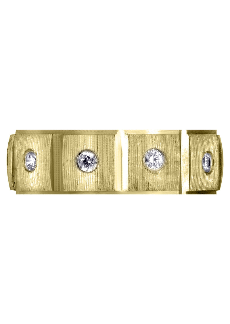 Yellow Gold Diamond Mens Wedding Band | 0.5 Carats | Diamond Cut Finish (Ronan)