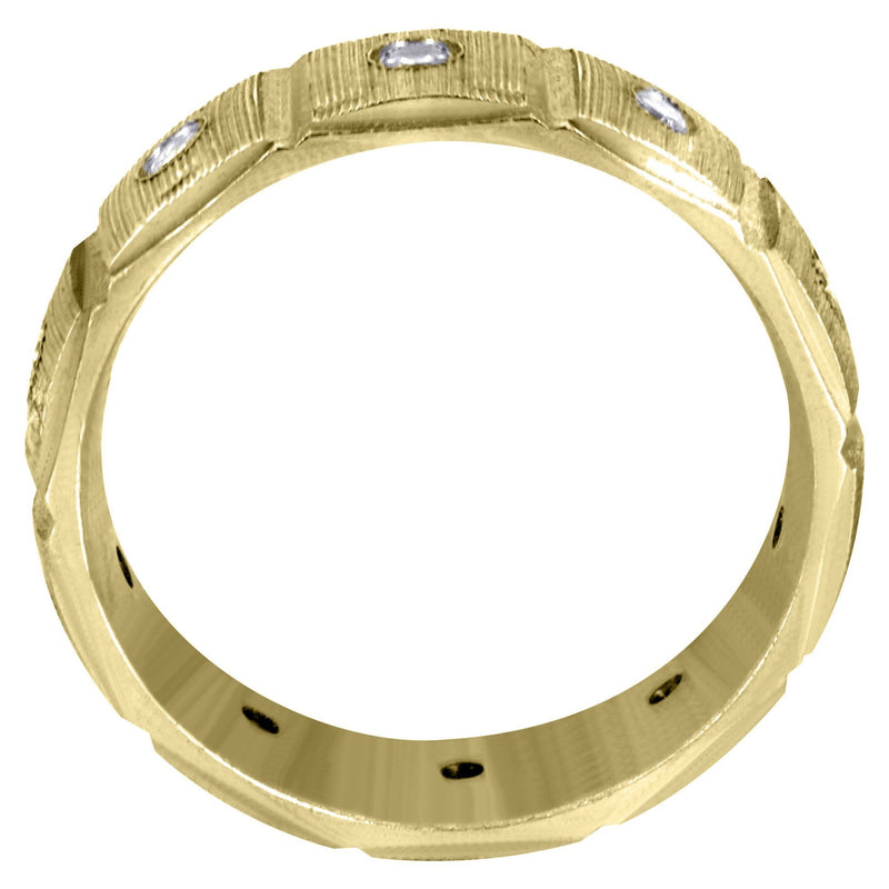 Yellow Gold Diamond Mens Wedding Band | 0.5 Carats | Diamond Cut Finish (Ronan)