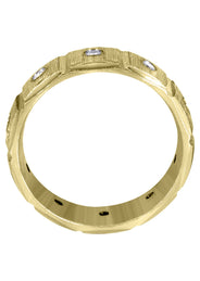 Yellow Gold Diamond Mens Wedding Band | 0.5 Carats | Diamond Cut Finish (Ronan)