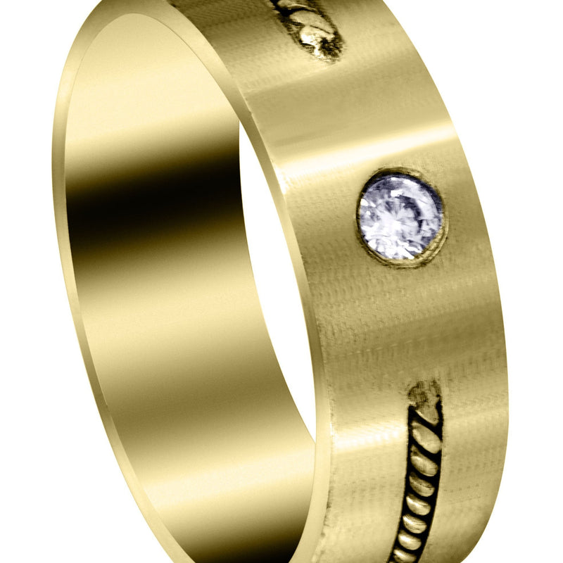 Yellow Gold Diamond Mens Engagement Ring | 0.15 Carats | Satin Finish (Cohen)