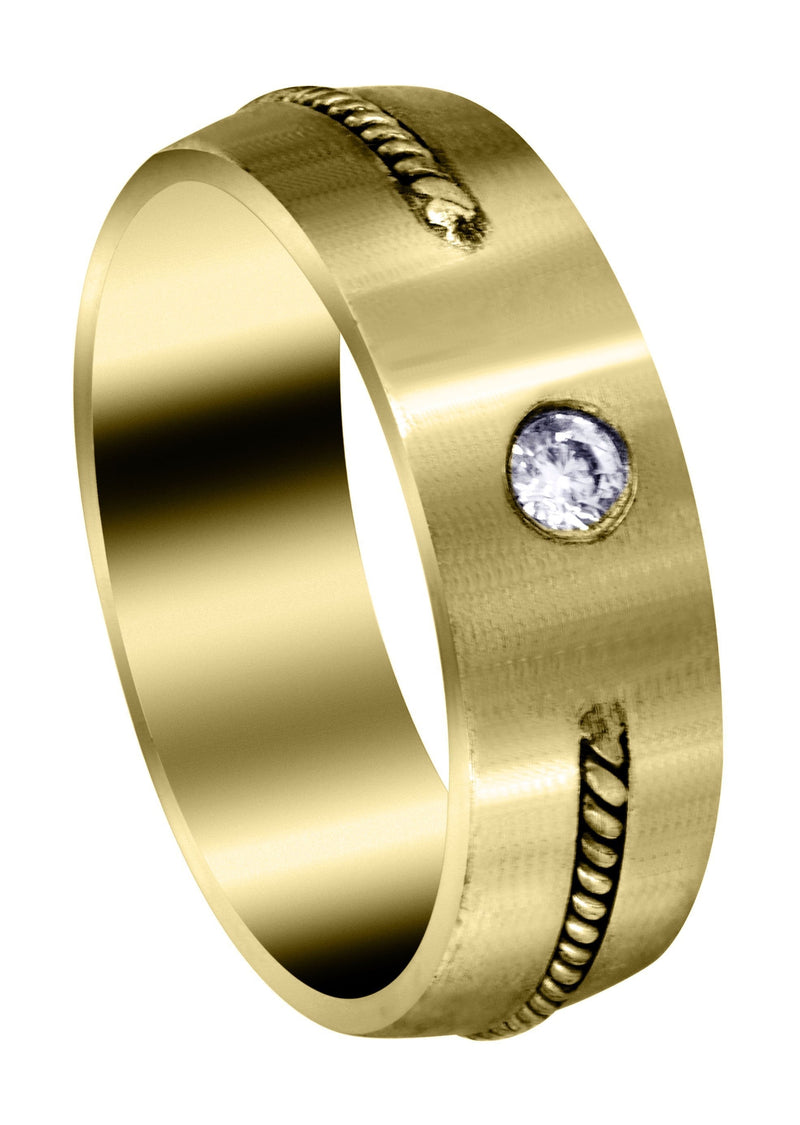 Yellow Gold Diamond Mens Engagement Ring | 0.15 Carats | Satin Finish (Cohen)