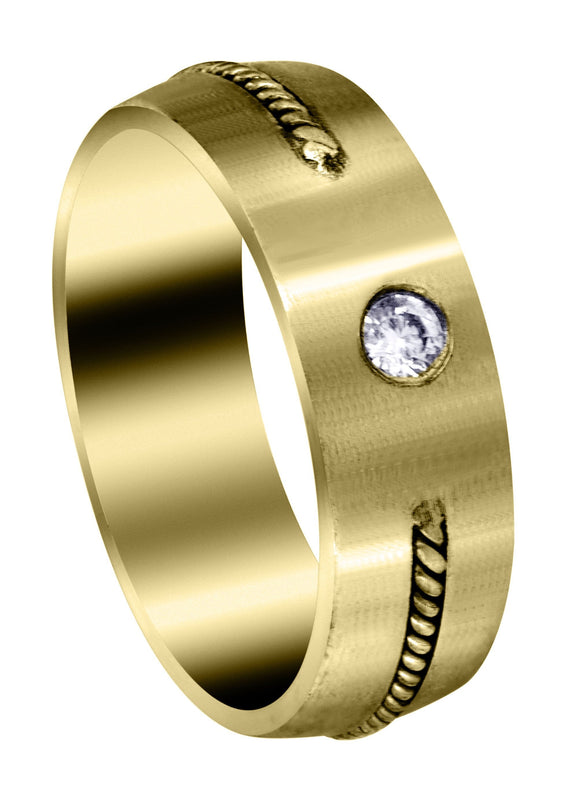 Yellow Gold Diamond Mens Engagement Ring | 0.15 Carats | Satin Finish (Cohen)