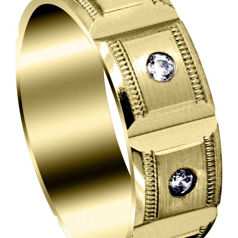 Yellow Gold Diamond Mens Engagement Ring | 0.4 Carats | Satin Finish (Colt)