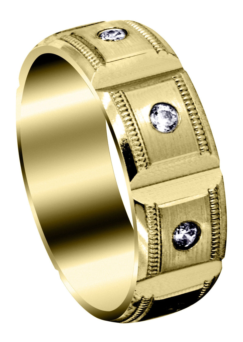 Yellow Gold Diamond Mens Engagement Ring | 0.4 Carats | Satin Finish (Colt)