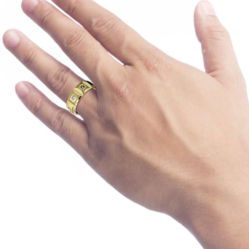 Yellow Gold Diamond Mens Engagement Ring | 0.4 Carats | Satin Finish (Colt)