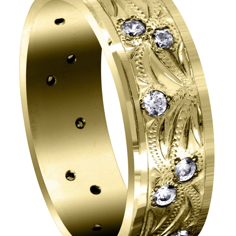 Yellow Gold Diamond Mens Wedding Band | 0.54 Carats | High Polish Finish (Karson)