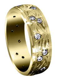 Yellow Gold Diamond Mens Wedding Band | 0.54 Carats | High Polish Finish (Karson)