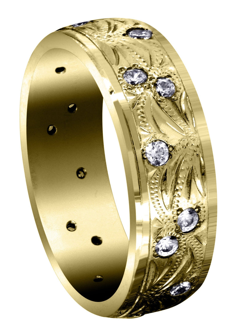 Yellow Gold Diamond Mens Wedding Band | 0.54 Carats | High Polish Finish (Karson)