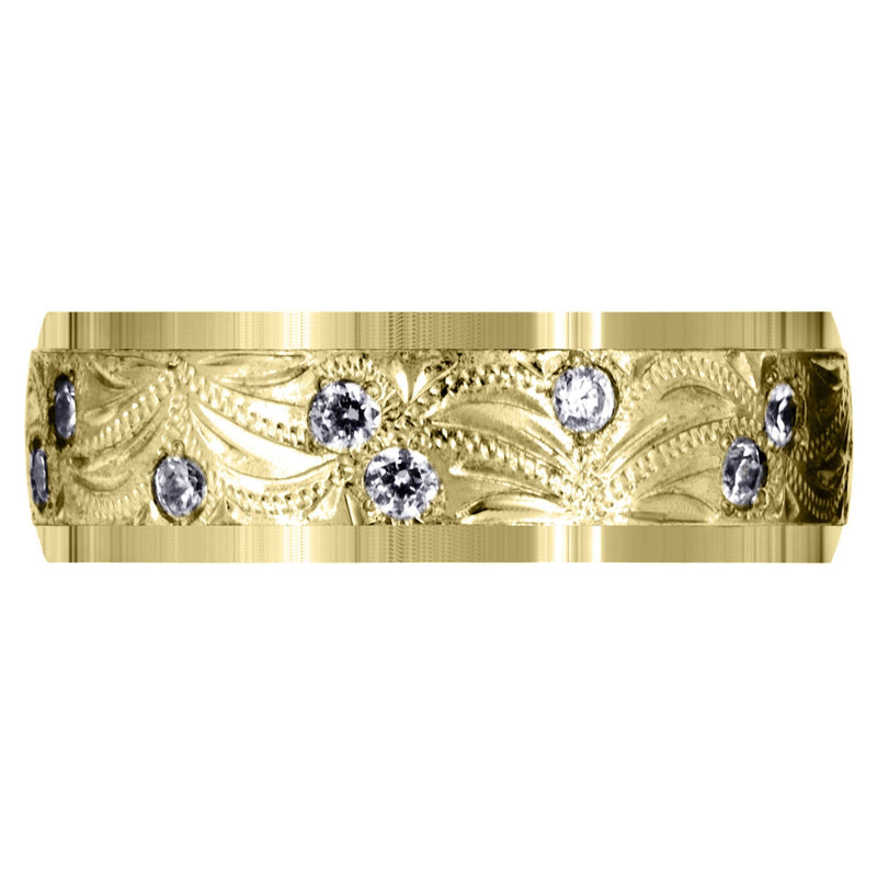 Yellow Gold Diamond Mens Wedding Band | 0.54 Carats | High Polish Finish (Karson)
