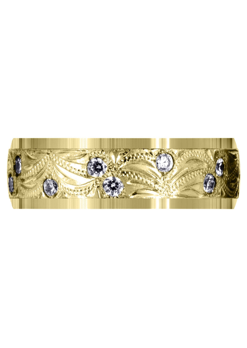 Yellow Gold Diamond Mens Wedding Band | 0.54 Carats | High Polish Finish (Karson)