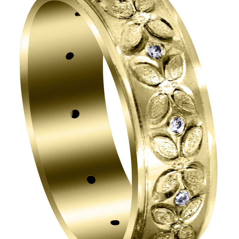 Yellow Gold Diamond Mens Wedding Band | 0.24 Carats | Satin Finish (Arthur)
