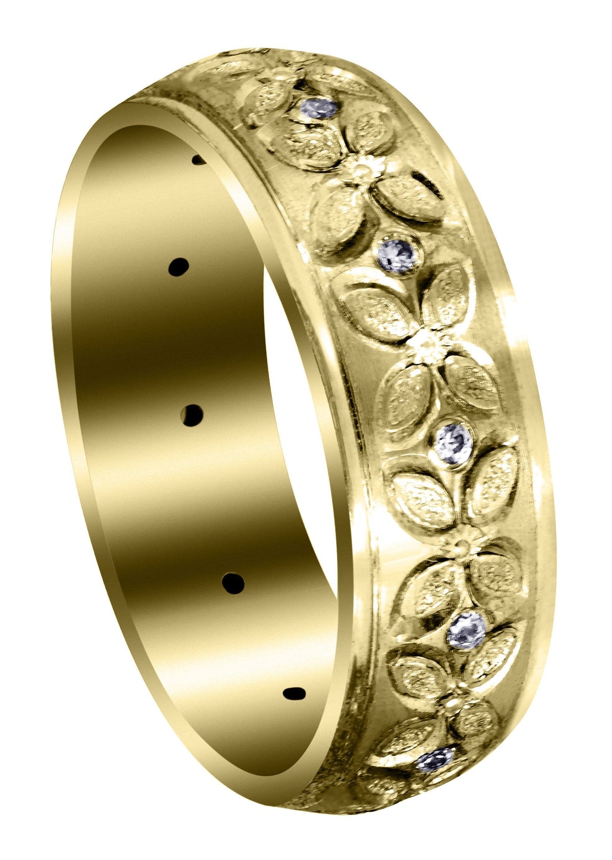 Yellow Gold Diamond Mens Wedding Band | 0.24 Carats | Satin Finish (Arthur)
