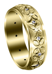 Yellow Gold Diamond Mens Wedding Band | 0.24 Carats | Satin Finish (Arthur)