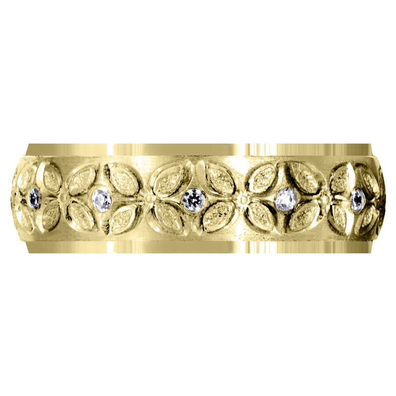 Yellow Gold Diamond Mens Wedding Band | 0.24 Carats | Satin Finish (Arthur)
