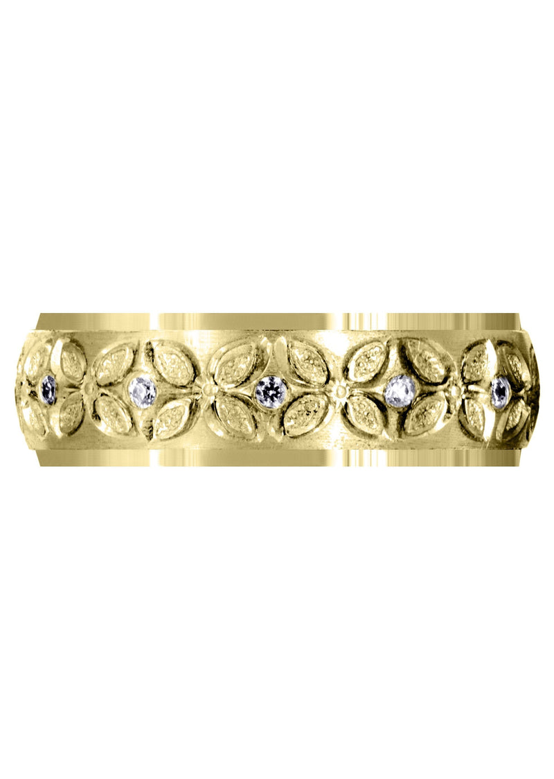 Yellow Gold Diamond Mens Wedding Band | 0.24 Carats | Satin Finish (Arthur)