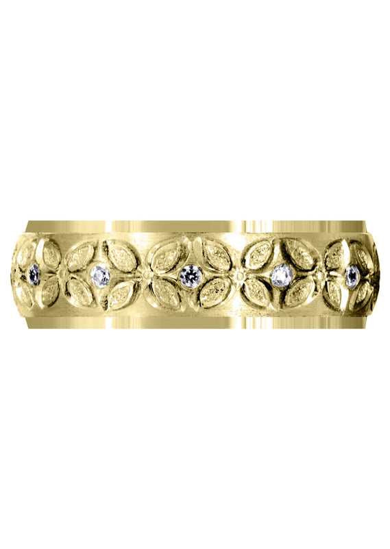 Yellow Gold Diamond Mens Wedding Band | 0.24 Carats | Satin Finish (Arthur)