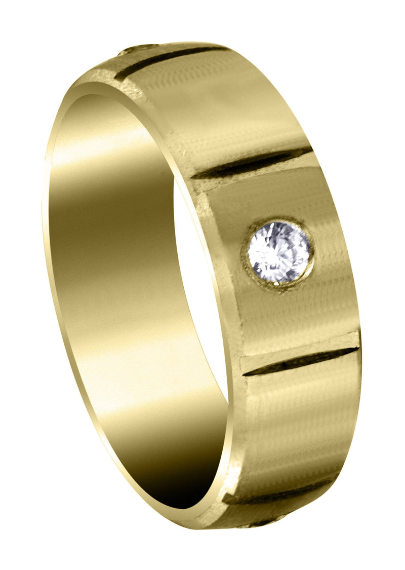Yellow Gold Diamond Mens Wedding Band | 0.4 Carats | Satin Finish (Holden)