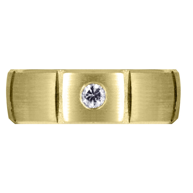 Yellow Gold Diamond Mens Wedding Band | 0.4 Carats | Satin Finish (Holden)