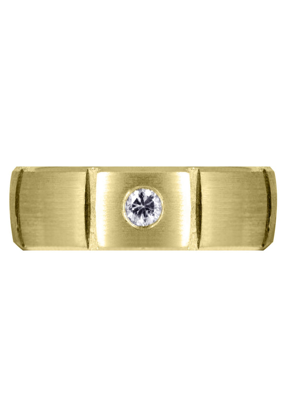 Yellow Gold Diamond Mens Wedding Band | 0.4 Carats | Satin Finish (Holden)