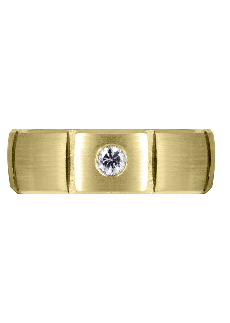 Yellow Gold Diamond Mens Wedding Band | 0.4 Carats | Satin Finish (Holden)