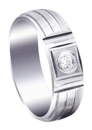 Diamond Mens Engagement Ring | 0.07 Carats | Satin Finish (Jeffrey)