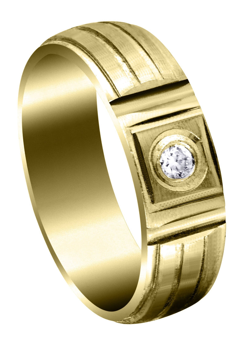 Yellow Gold Diamond Mens Engagement Ring | 0.07 Carats | Satin Finish (Jeffrey)