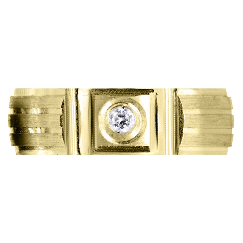 Yellow Gold Diamond Mens Engagement Ring | 0.07 Carats | Satin Finish (Jeffrey)