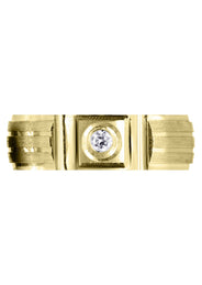 Yellow Gold Diamond Mens Engagement Ring | 0.07 Carats | Satin Finish (Jeffrey)