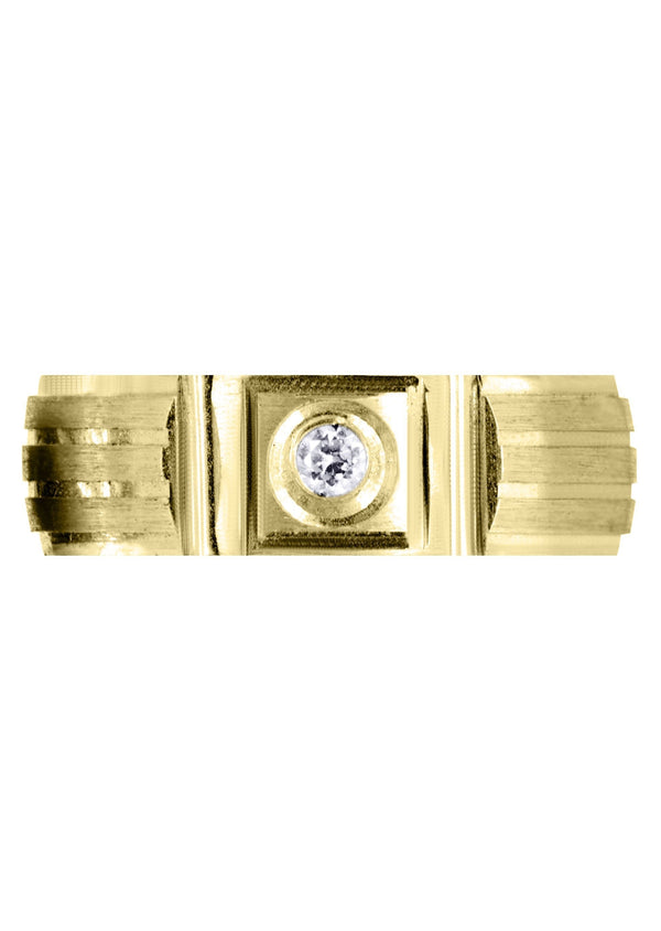Yellow Gold Diamond Mens Engagement Ring | 0.07 Carats | Satin Finish (Jeffrey)