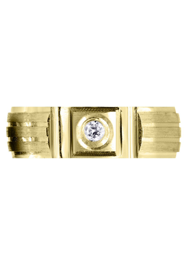 Yellow Gold Diamond Mens Engagement Ring | 0.07 Carats | Satin Finish (Jeffrey)