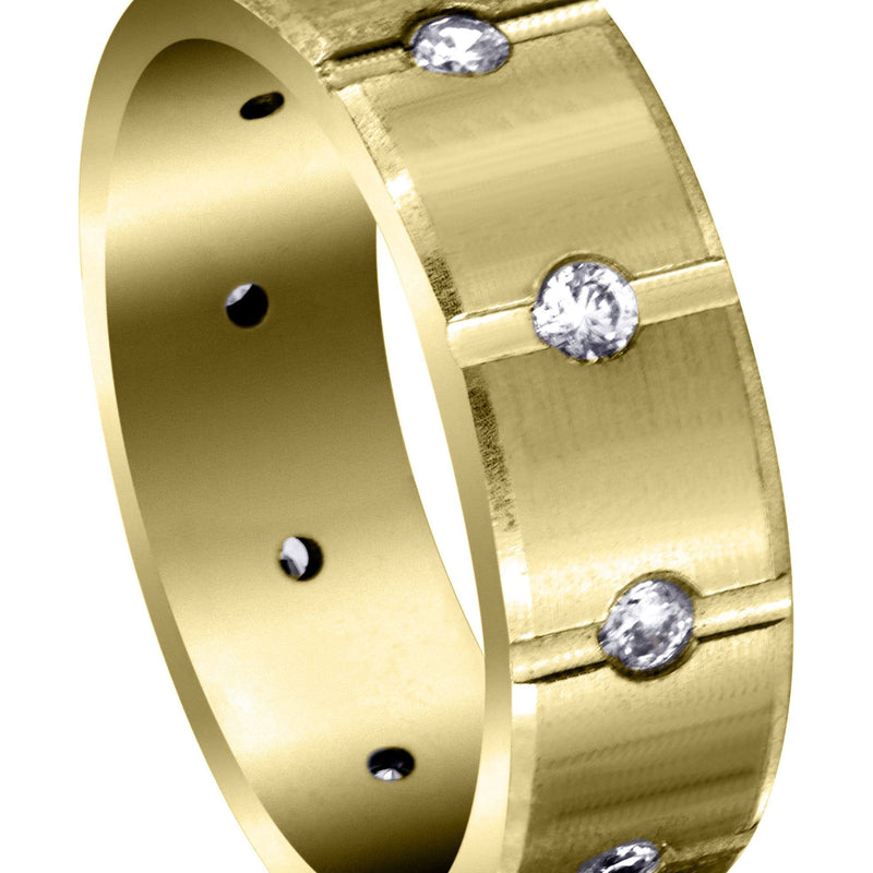 Yellow Gold Diamond Mens Wedding Band | 0.5 Carats | Satin Finish (Archer)