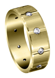 Yellow Gold Diamond Mens Wedding Band | 0.5 Carats | Satin Finish (Archer)