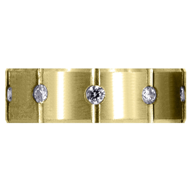 Yellow Gold Diamond Mens Wedding Band | 0.5 Carats | Satin Finish (Archer)