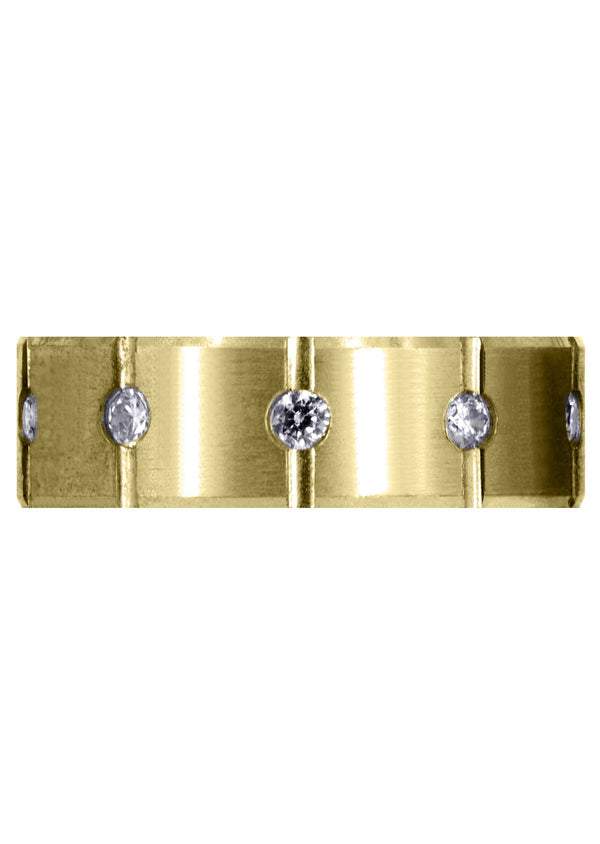 Yellow Gold Diamond Mens Wedding Band | 0.5 Carats | Satin Finish (Archer)