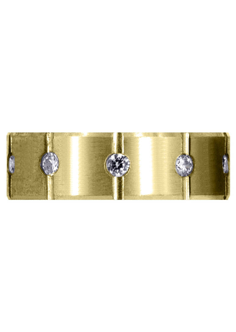 Yellow Gold Diamond Mens Wedding Band | 0.5 Carats | Satin Finish (Archer)