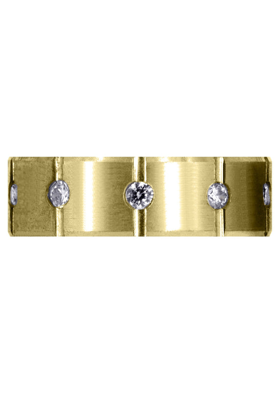 Yellow Gold Diamond Mens Wedding Band | 0.5 Carats | Satin Finish (Archer)