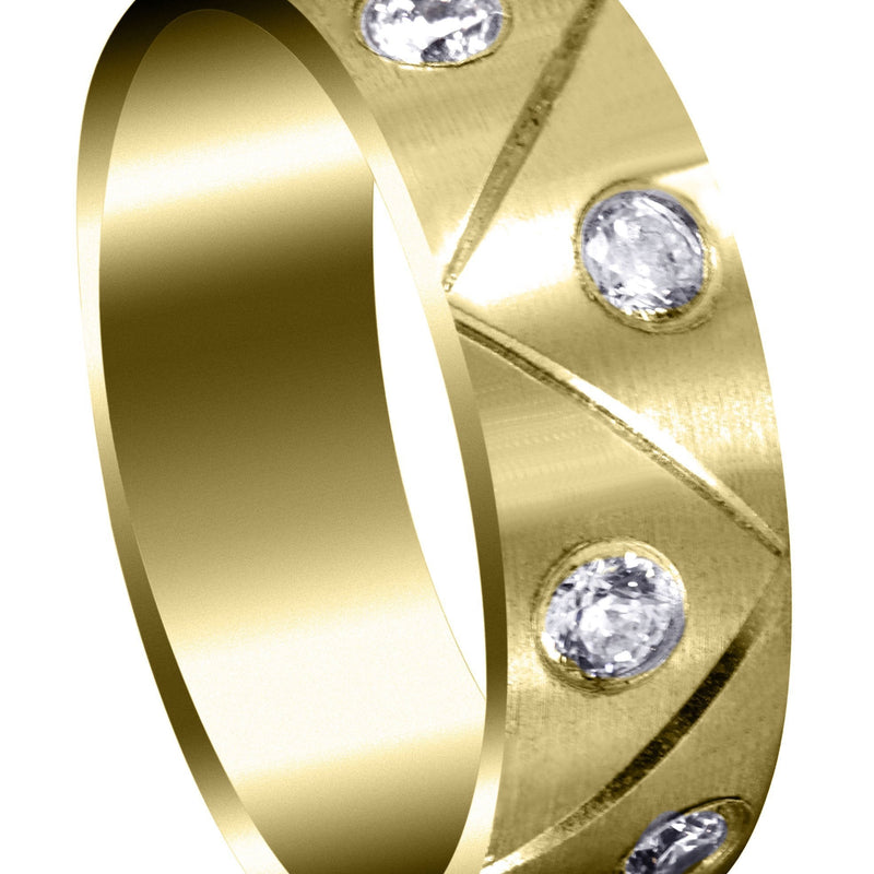 Yellow Gold Diamond Mens Wedding Band | 1 Carats | Satin Finish (Milo)
