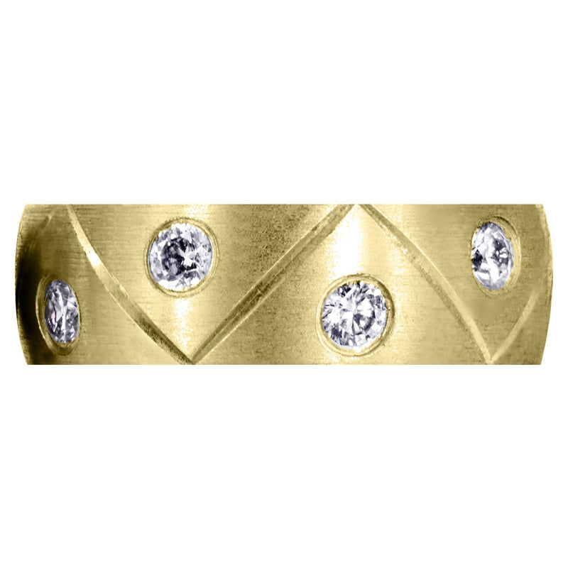 Yellow Gold Diamond Mens Wedding Band | 1 Carats | Satin Finish (Milo)