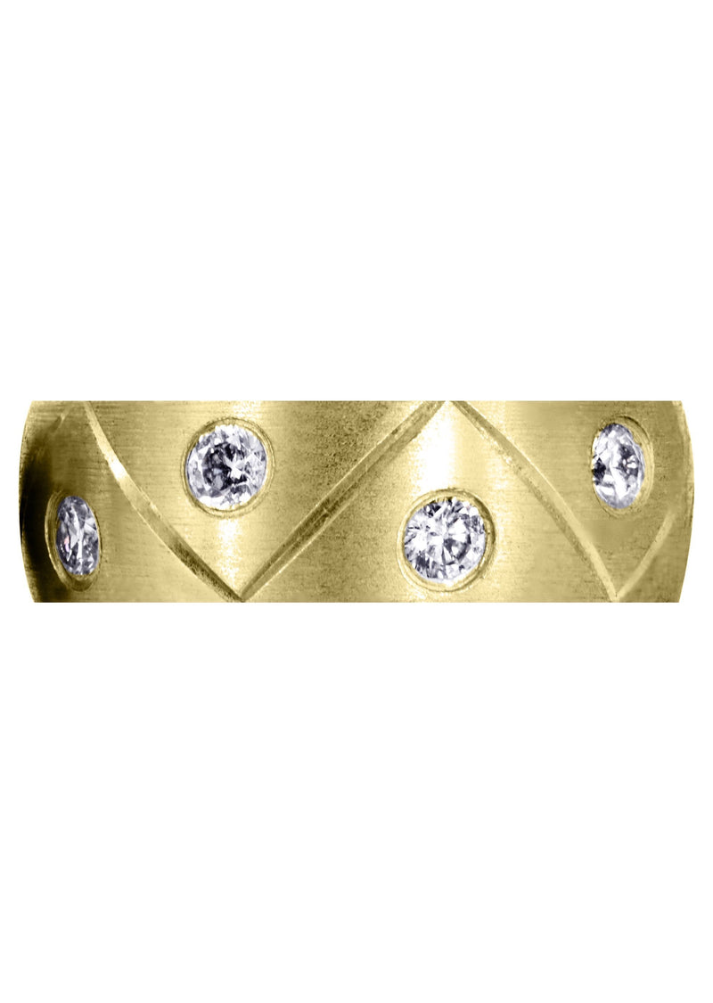 Yellow Gold Diamond Mens Wedding Band | 1 Carats | Satin Finish (Milo)