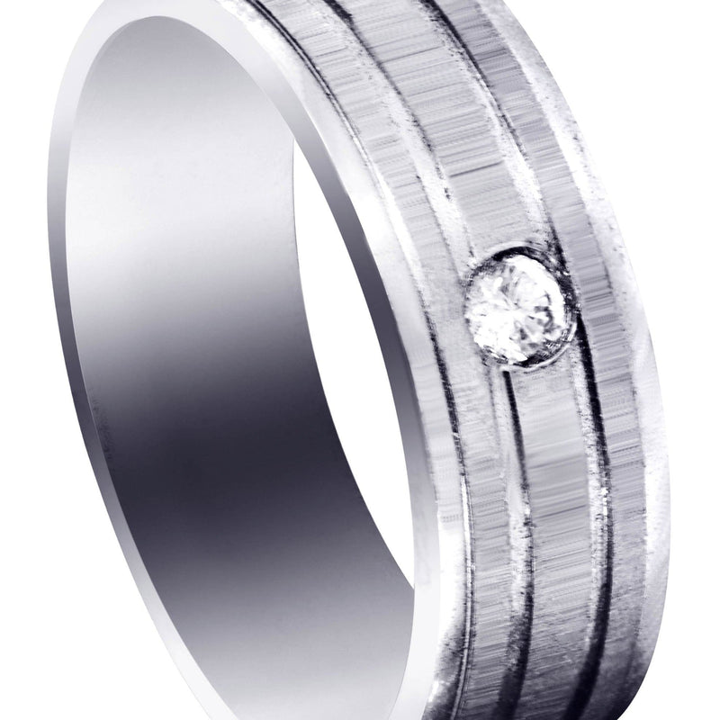Diamond Mens Engagement Ring | 0.12 Carats | Cross Satin Finish (Kyler)