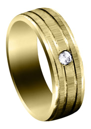Yellow Gold Diamond Mens Engagement Ring | 0.12 Carats | Cross Satin Finish (Kyler)