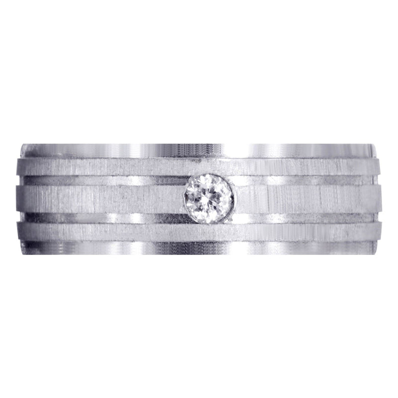 Diamond Mens Engagement Ring | 0.12 Carats | Cross Satin Finish (Kyler)