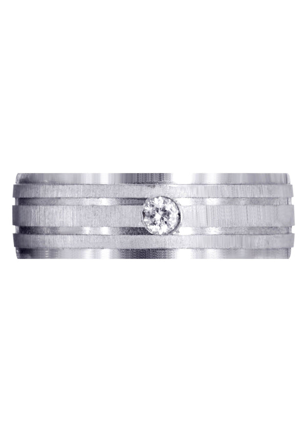 Diamond Mens Engagement Ring | 0.12 Carats | Cross Satin Finish (Kyler)
