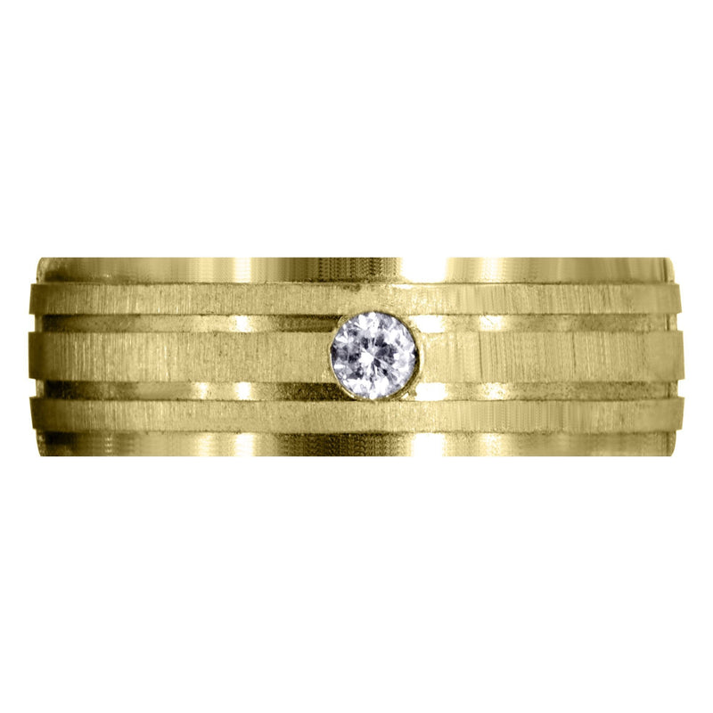 Yellow Gold Diamond Mens Engagement Ring | 0.12 Carats | Cross Satin Finish (Kyler)